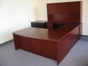 Cherry Reeded Edge Bow Front U-Desk With Hutch