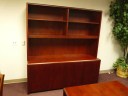 4 Door Cherry Storage Credenza with Open Hutch