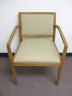 Gieger Light Cherry Wood Arm Guest Chair Light Green Fabric